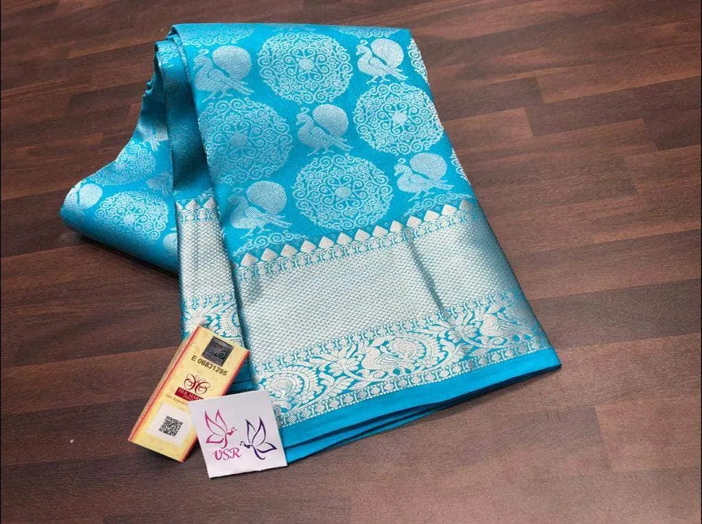 Pure Kanchipuram Silk Silver Zari Saree