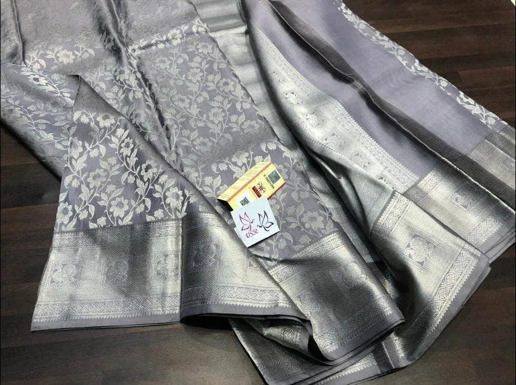 Pure Kanchipuram Silk Silver Zari Saree