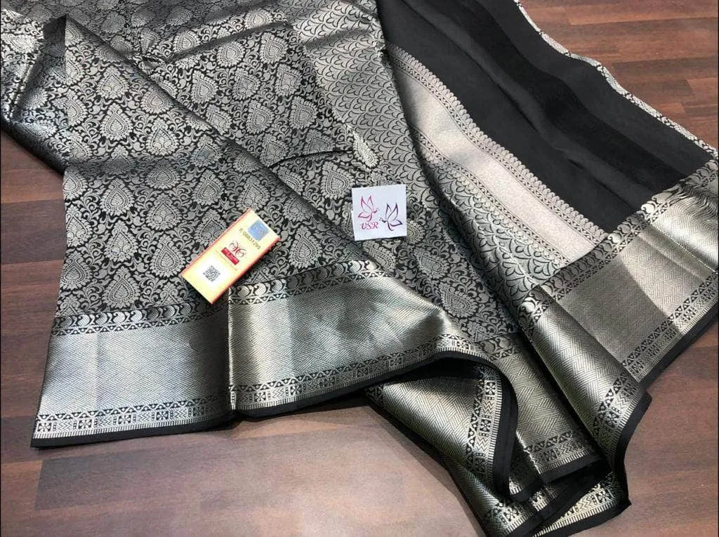 Pure Kanchipuram Silk Silver Zari Saree