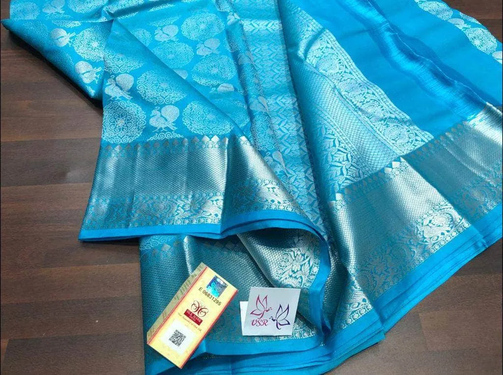 Pure Kanchipuram Silk Silver Zari Saree