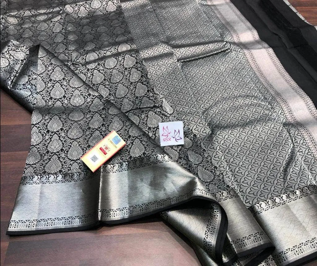 Pure Kanchipuram Silk Silver Zari Saree