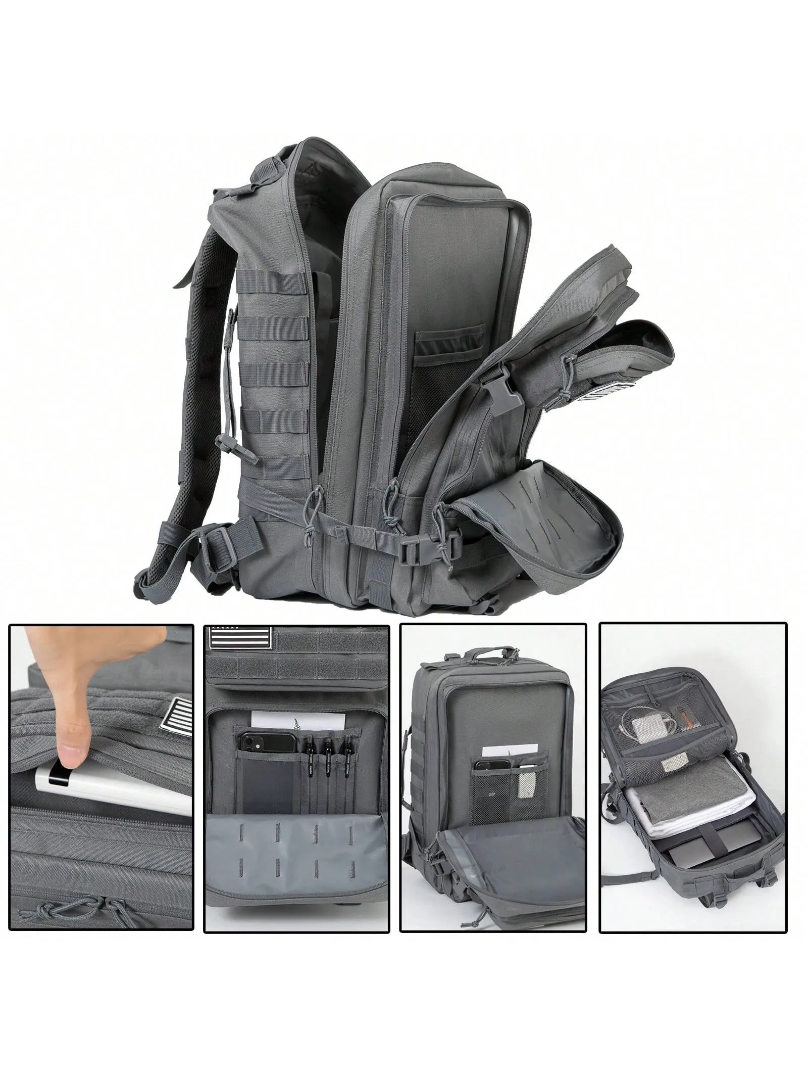 QT&QY 45L  tactics Crossfit Backpacks for Men/Women GYM Fitness Molle  Assault Pack Pack 3 Day Survival Bag Hiking Trekking Rucksack(Purple)