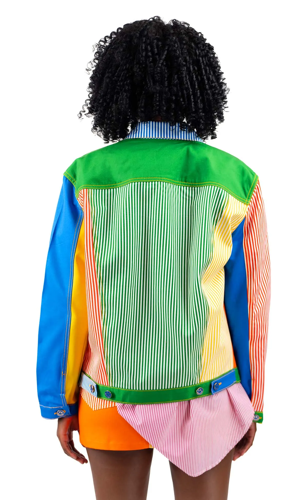 Rainbow Stripe Denim Jacket