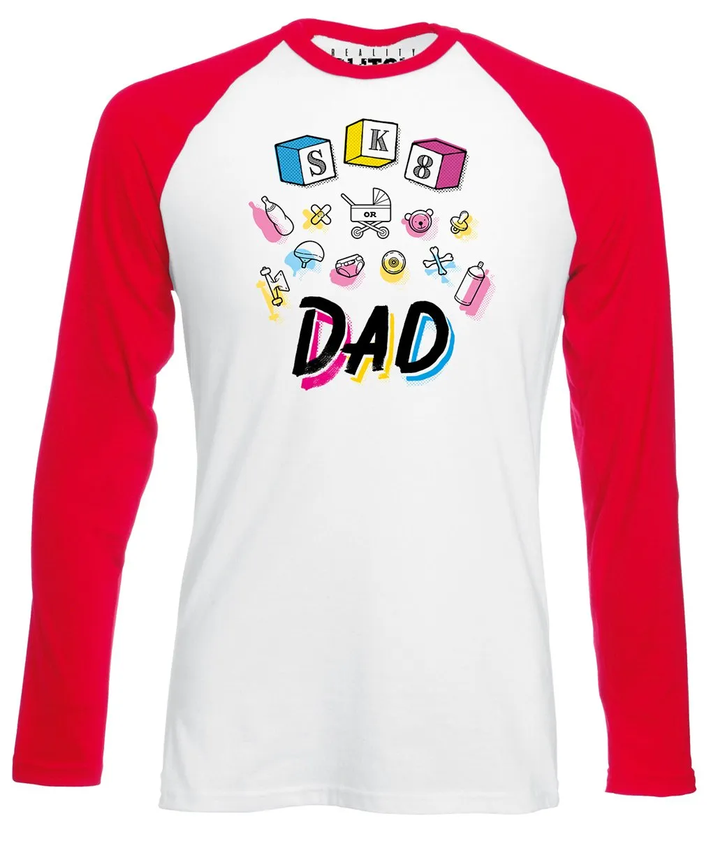 Reality Glitch SK8 or Dad Mens Baseball Shirt - Long Sleeve