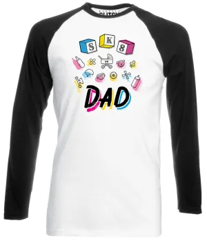 Reality Glitch SK8 or Dad Mens Baseball Shirt - Long Sleeve