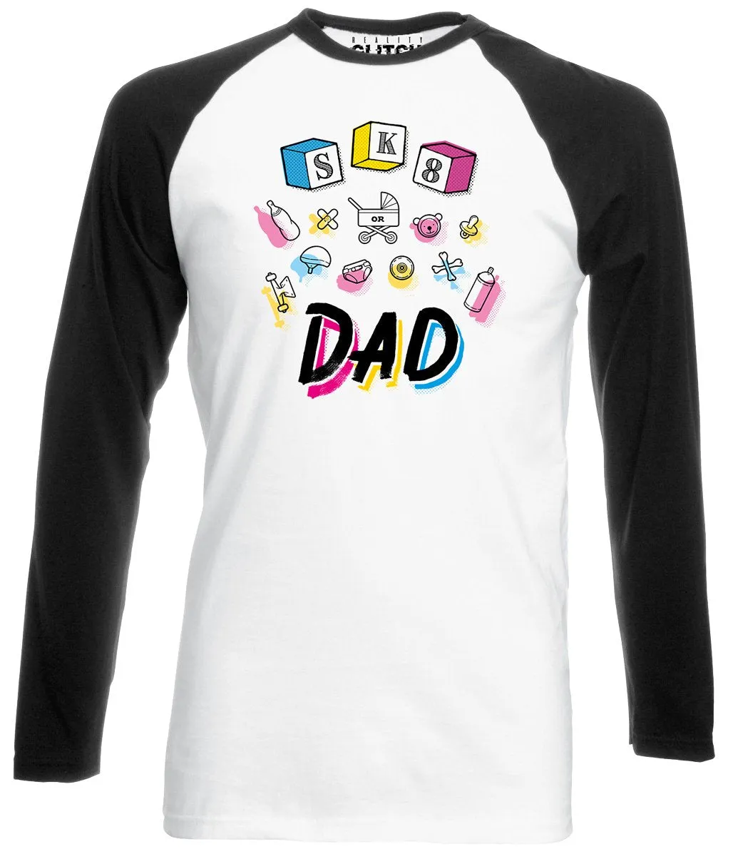 Reality Glitch SK8 or Dad Mens Baseball Shirt - Long Sleeve