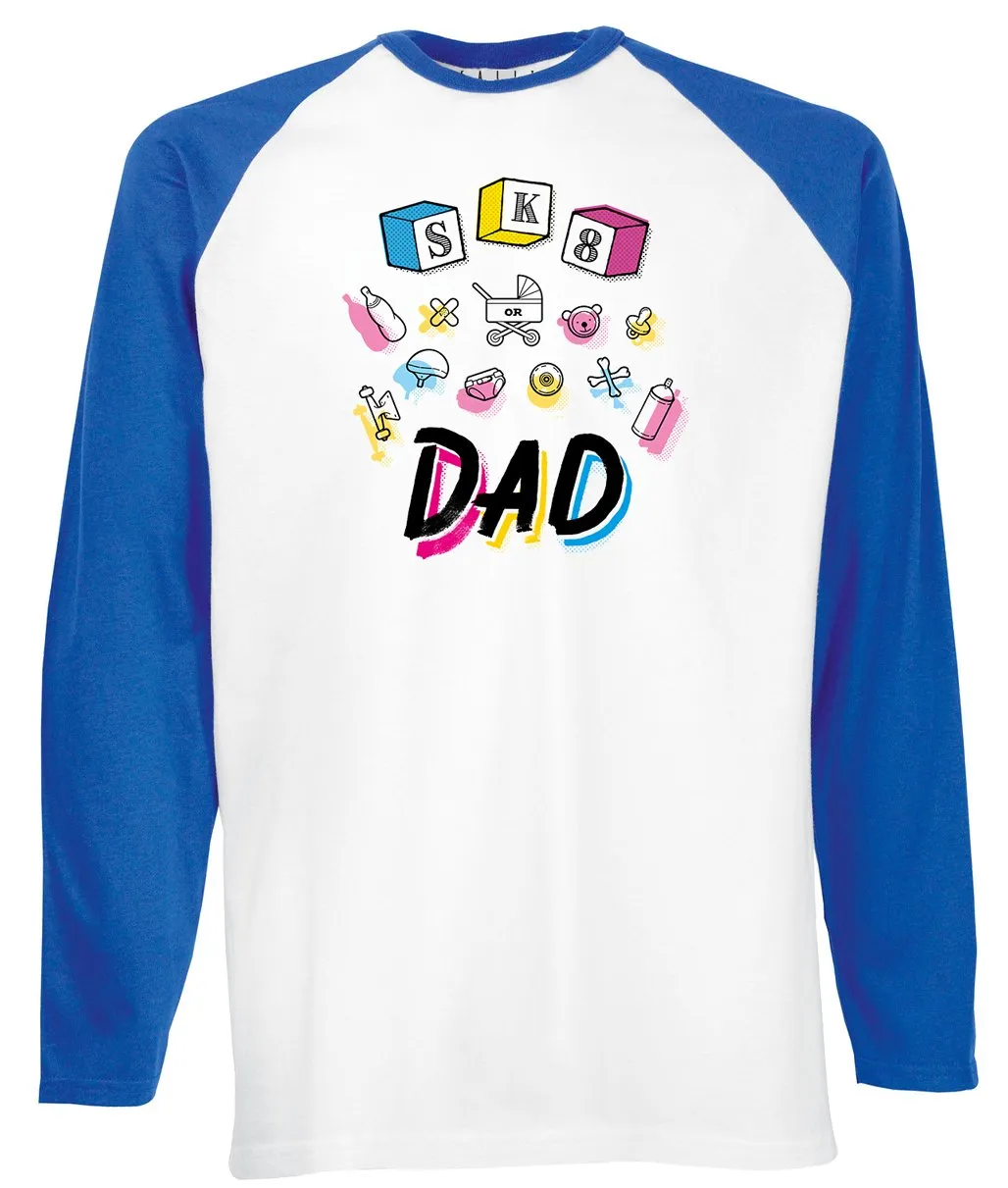 Reality Glitch SK8 or Dad Mens Baseball Shirt - Long Sleeve