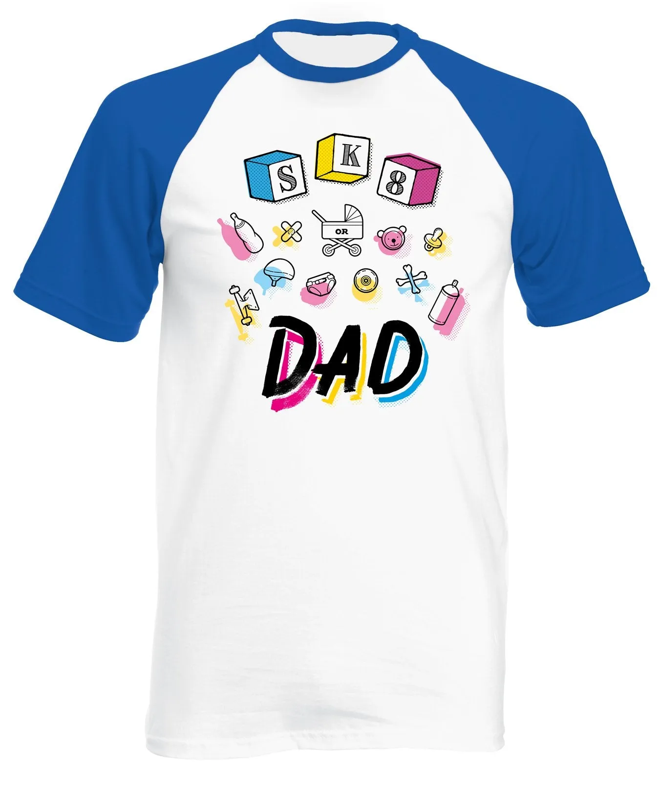 Reality Glitch SK8 or Dad Mens Baseball Shirt