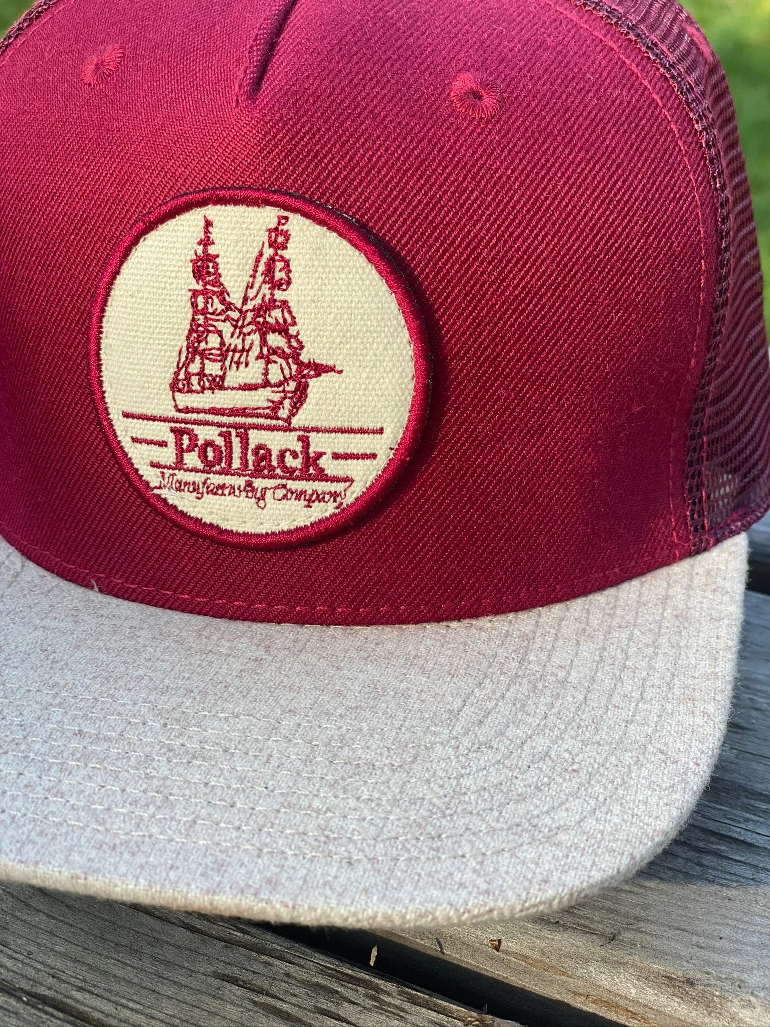 RED TRUCKER WITH TAN BRIM