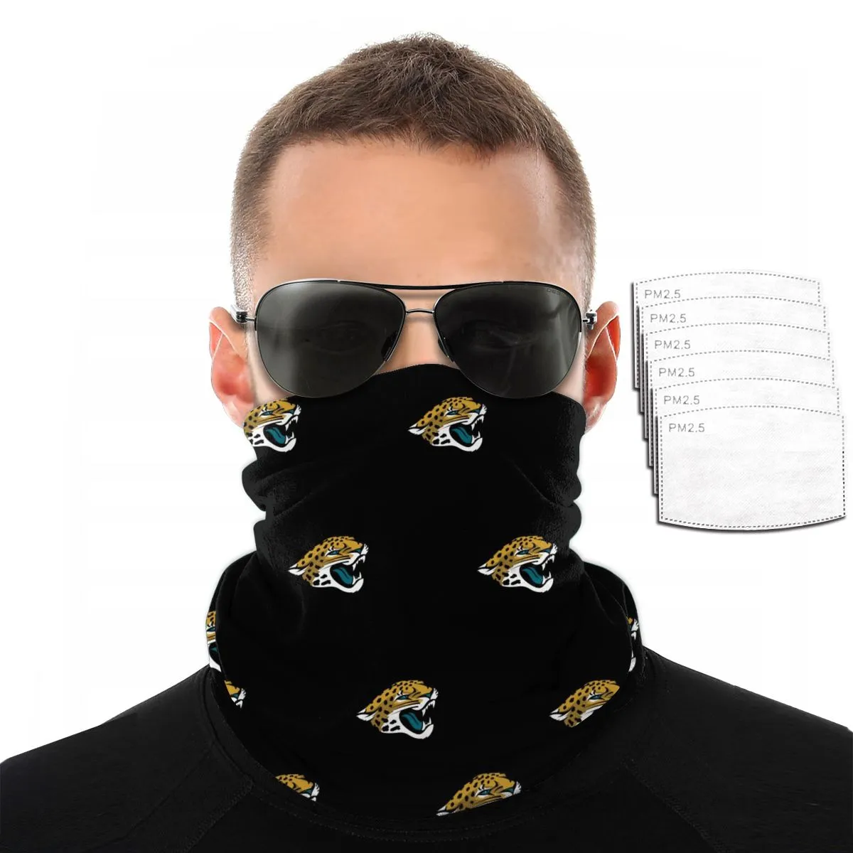 Reusble Mouth Cover Bandanas Jacksonville Jaguars Variety Head Scarf Face Mask With PM 2.5 Filter