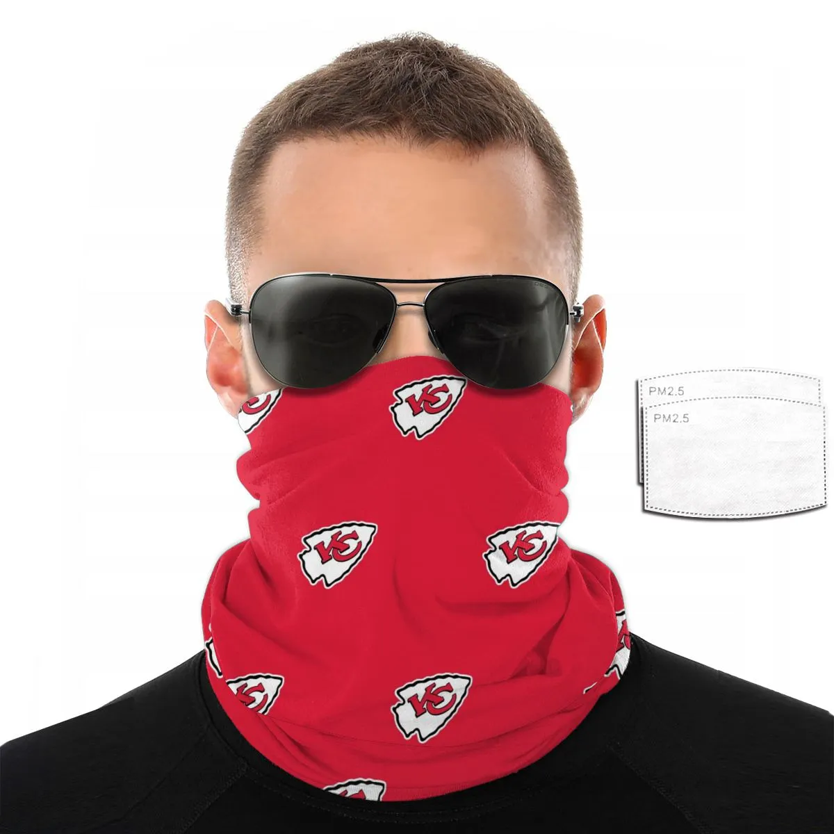 Reusble Mouth Cover Bandanas Kansas City Chiefs Variety Head Scarf Face Mask With PM 2.5 Filter