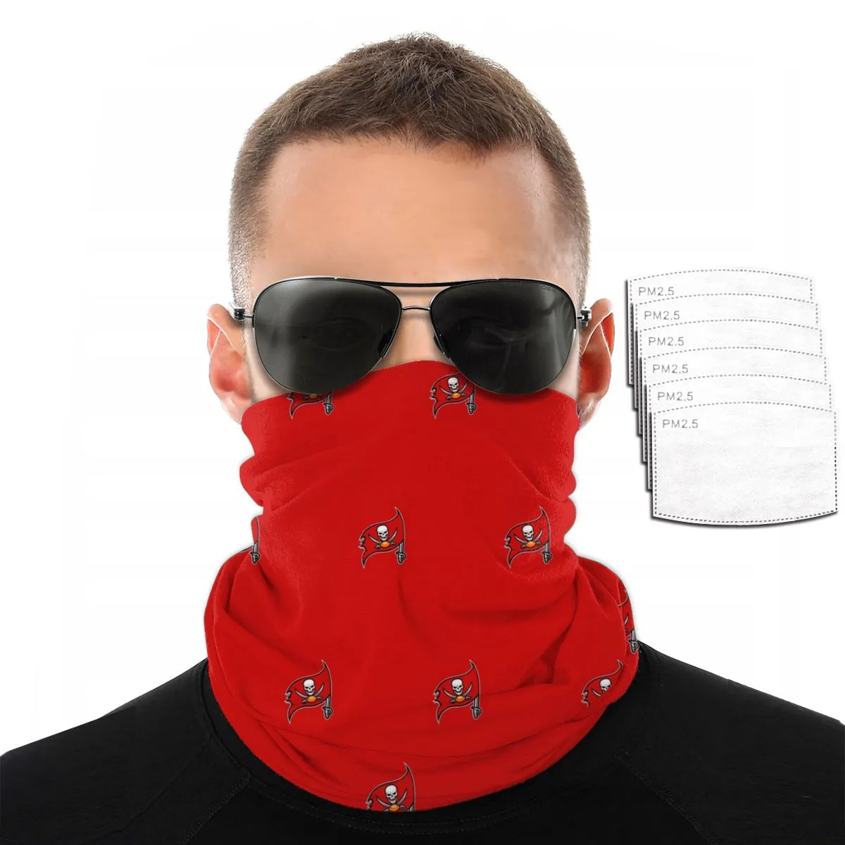 Reusble Mouth Cover Bandanas Tampa Bay Buccaneers Variety Head Scarf Face Mask With PM 2.5 Filter