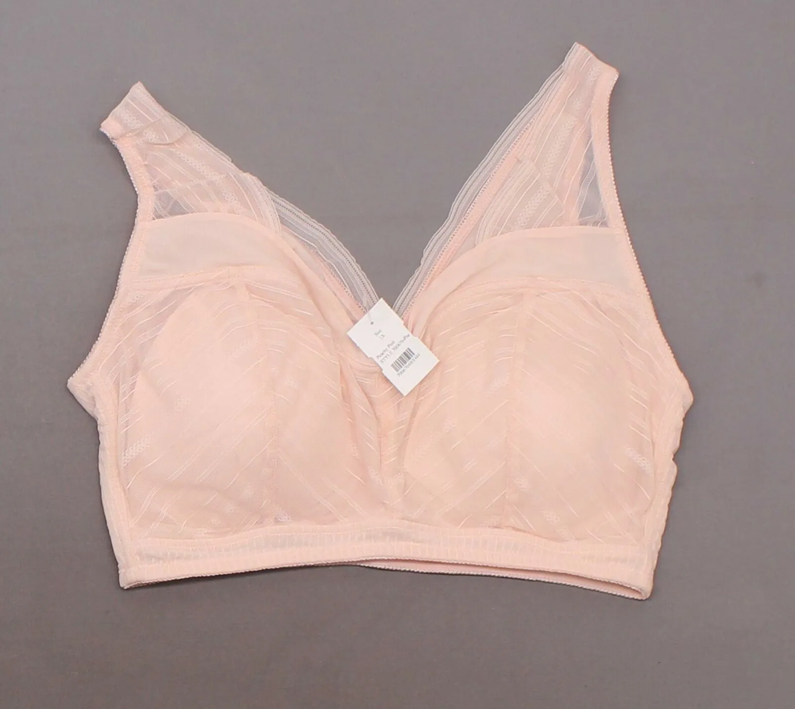 Rhonda Shear Plus Size Striped Mesh Leisure Bra With Removable Pads