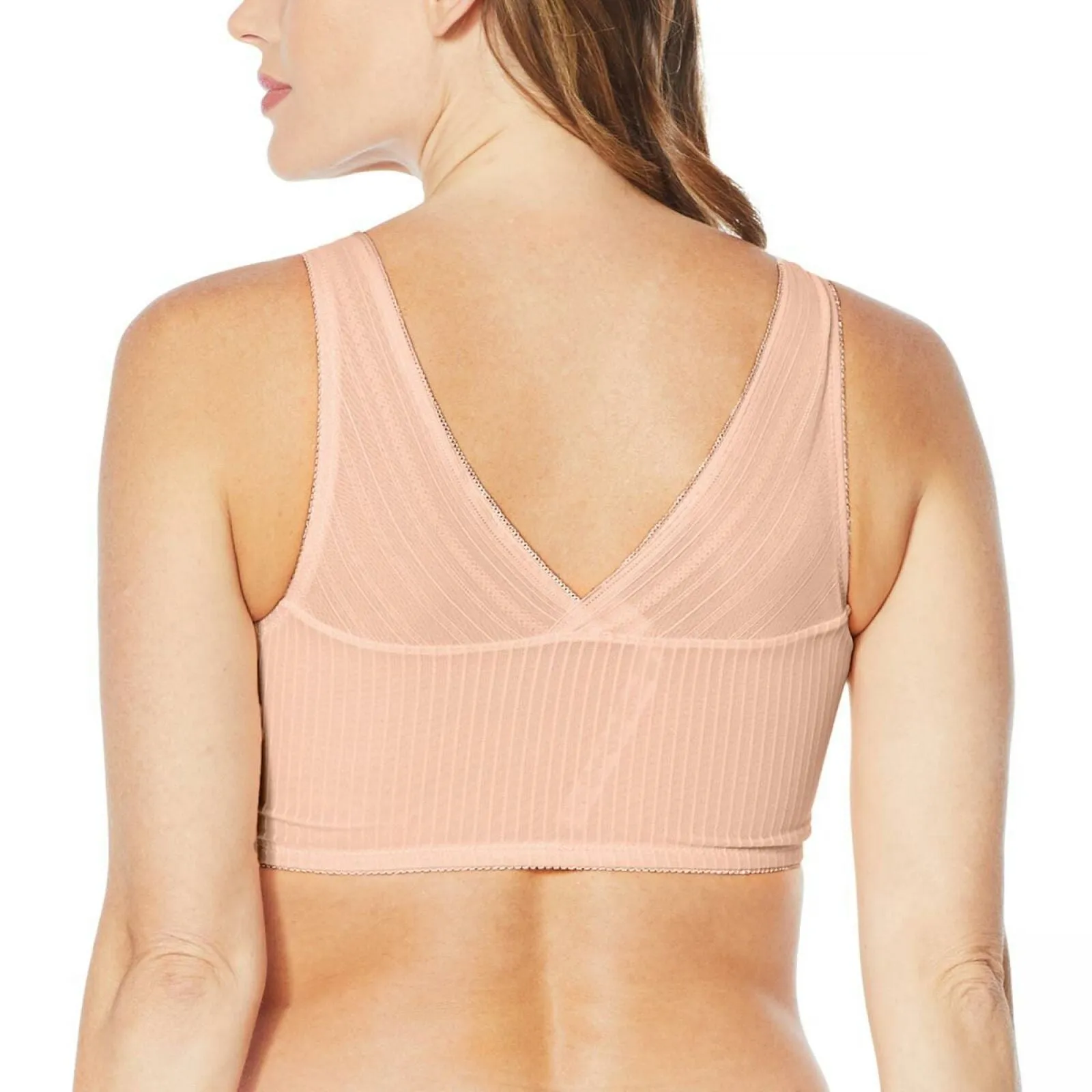Rhonda Shear Women's Striped Mesh Leisure Bra With Removable Pads