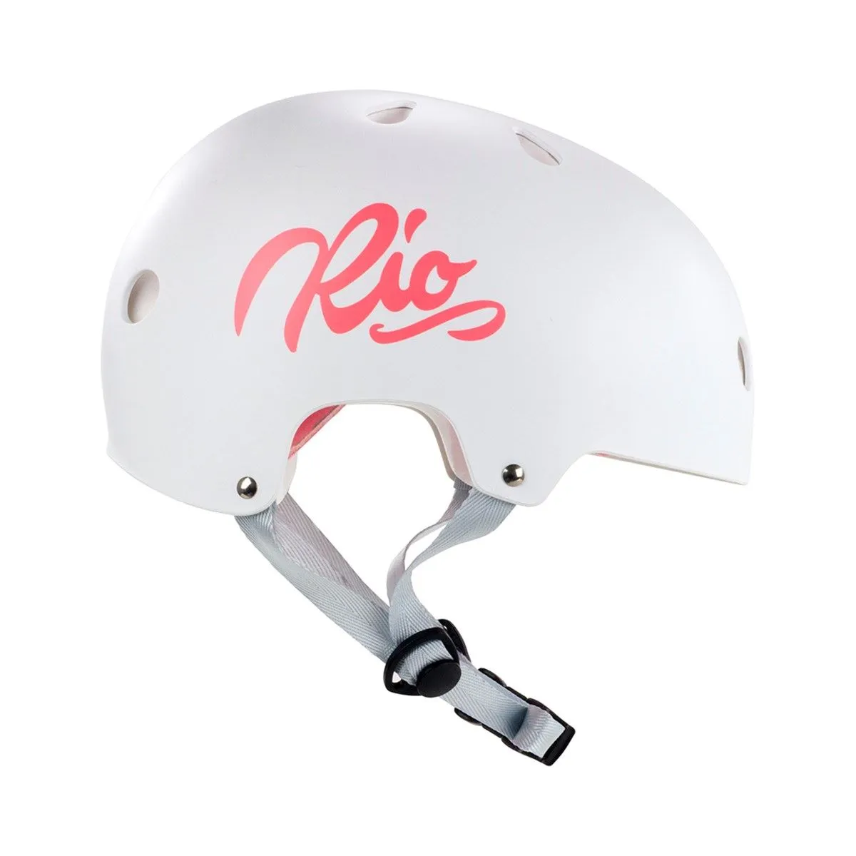 Rio Roller Script Skate Helmet - Matt White