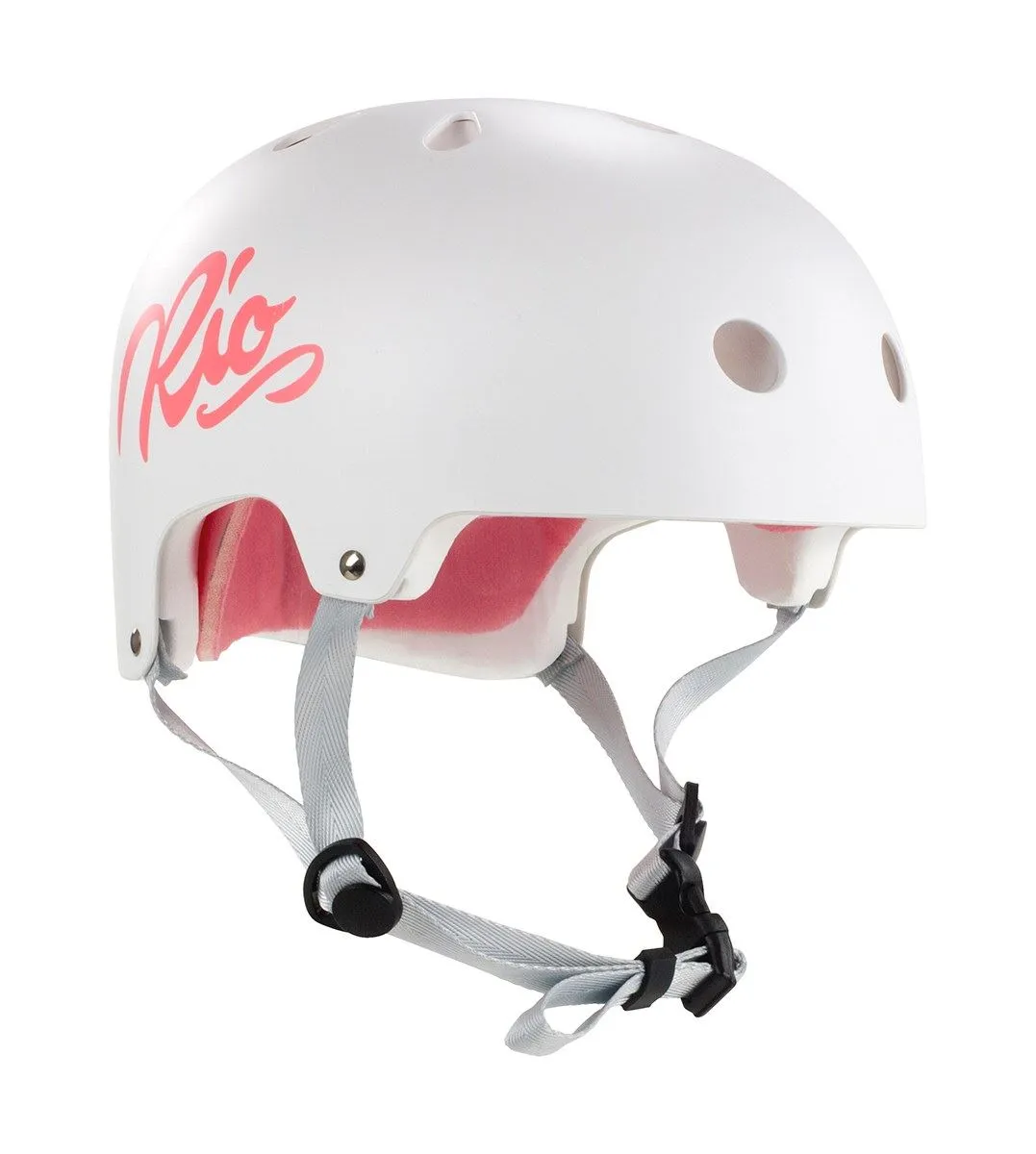 Rio Roller Script Skate Helmet - Matt White
