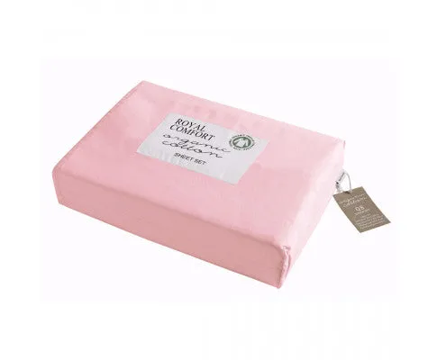 Royal Comfort 250TC Organic 100% Cotton Sheet Set 4 Piece Luxury Hotel Style - BLUSH