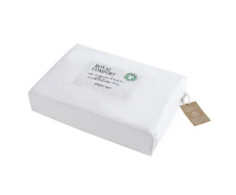 Royal Comfort 250TC Organic 100% Cotton Sheet Set 4 Piece Luxury Hotel Style - WHITE