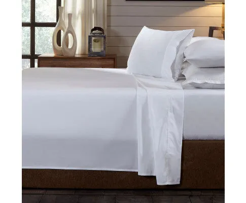 Royal Comfort 250TC Organic 100% Cotton Sheet Set 4 Piece Luxury Hotel Style - WHITE