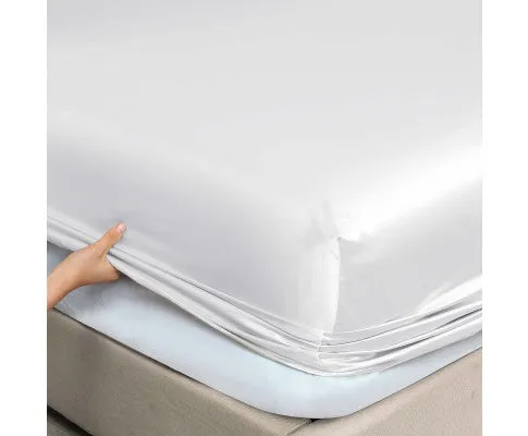 Royal Comfort Satin Sheet Set 3 Piece Fitted Flat Sheet Pillowcases - White