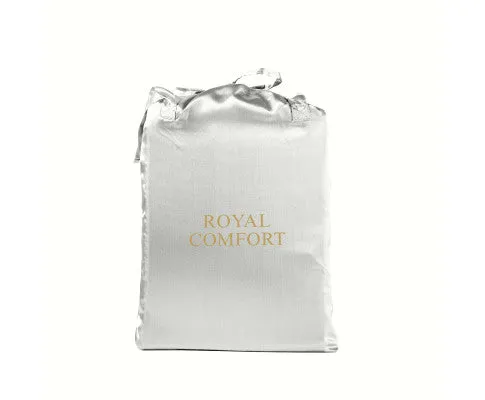 Royal Comfort Satin Sheet Set 4 Piece Fitted Flat Sheet Pillowcases - Silver