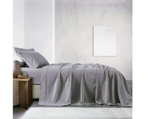 Royal Comfort Vintage Washed 100% Cotton Sheet Set Fitted Flat Sheet Pillowcases - GREY