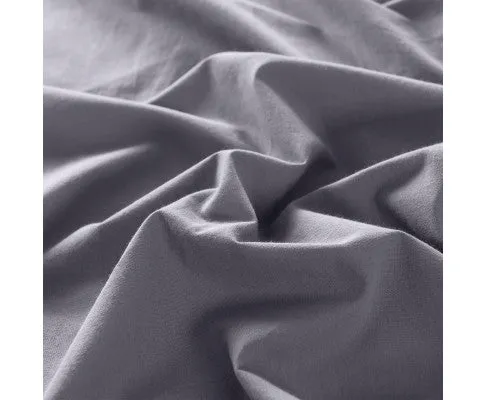 Royal Comfort Vintage Washed 100% Cotton Sheet Set Fitted Flat Sheet Pillowcases - GREY