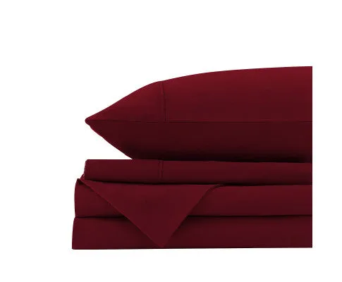 Royal Comfort Vintage Washed 100% Cotton Sheet Set Fitted Flat Sheet Pillowcases - MULLED WINE