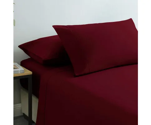 Royal Comfort Vintage Washed 100% Cotton Sheet Set Fitted Flat Sheet Pillowcases - MULLED WINE