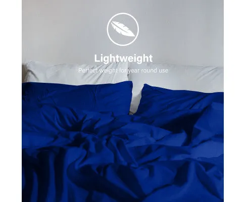 Royal Comfort Vintage Washed 100% Cotton Sheet Set Fitted Flat Sheet Pillowcases - ROYAL BLUE