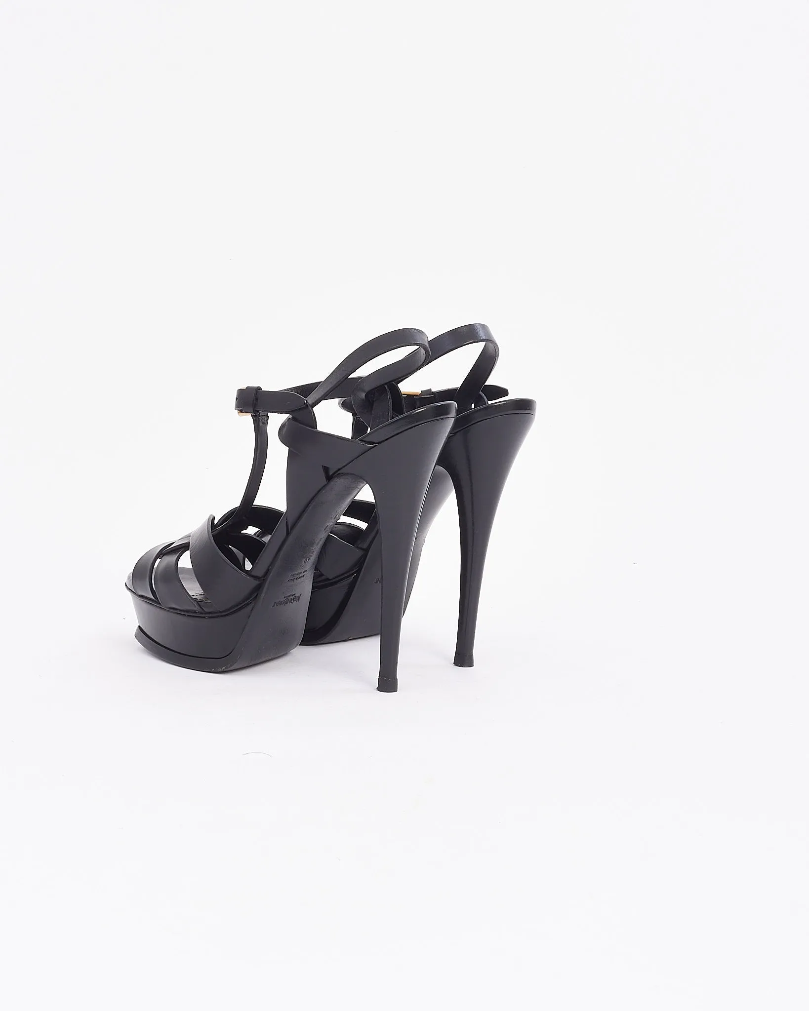 Saint Laurent Black Leather Tribute Platform Sandals - 40