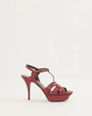 Saint Laurent Red Grained Leather Tribute Heeled Sandals - 39