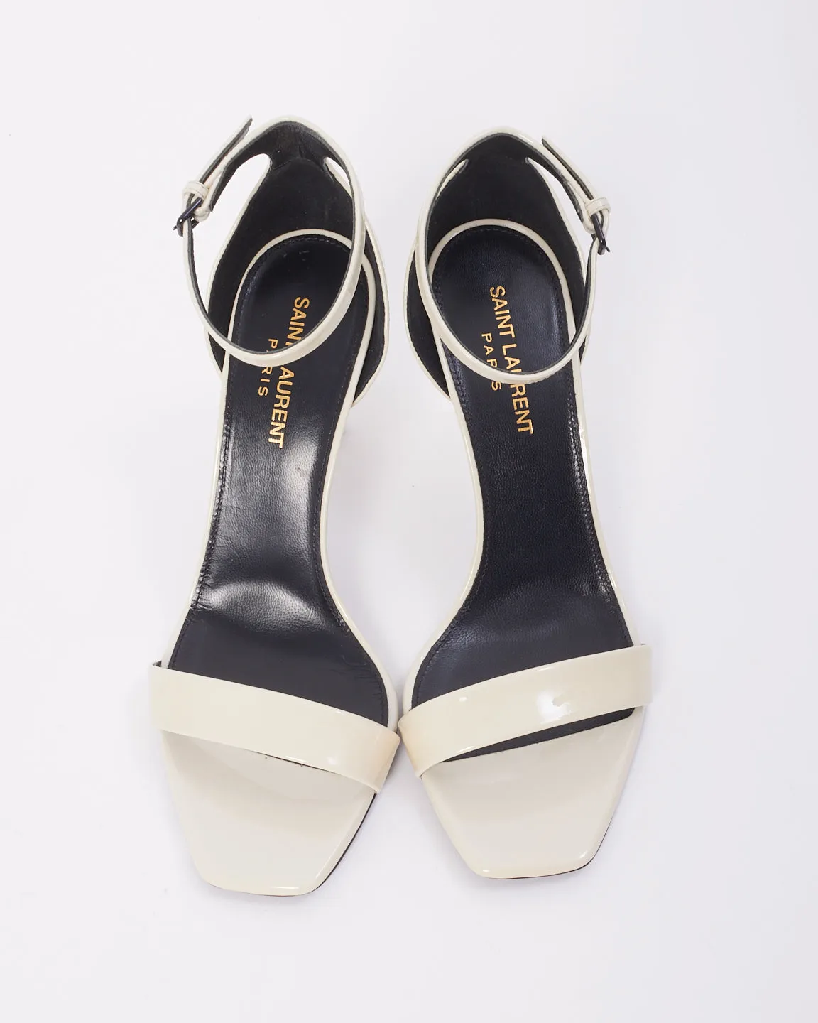 Saint Laurent White Patent Leather Amber Sandals - 38