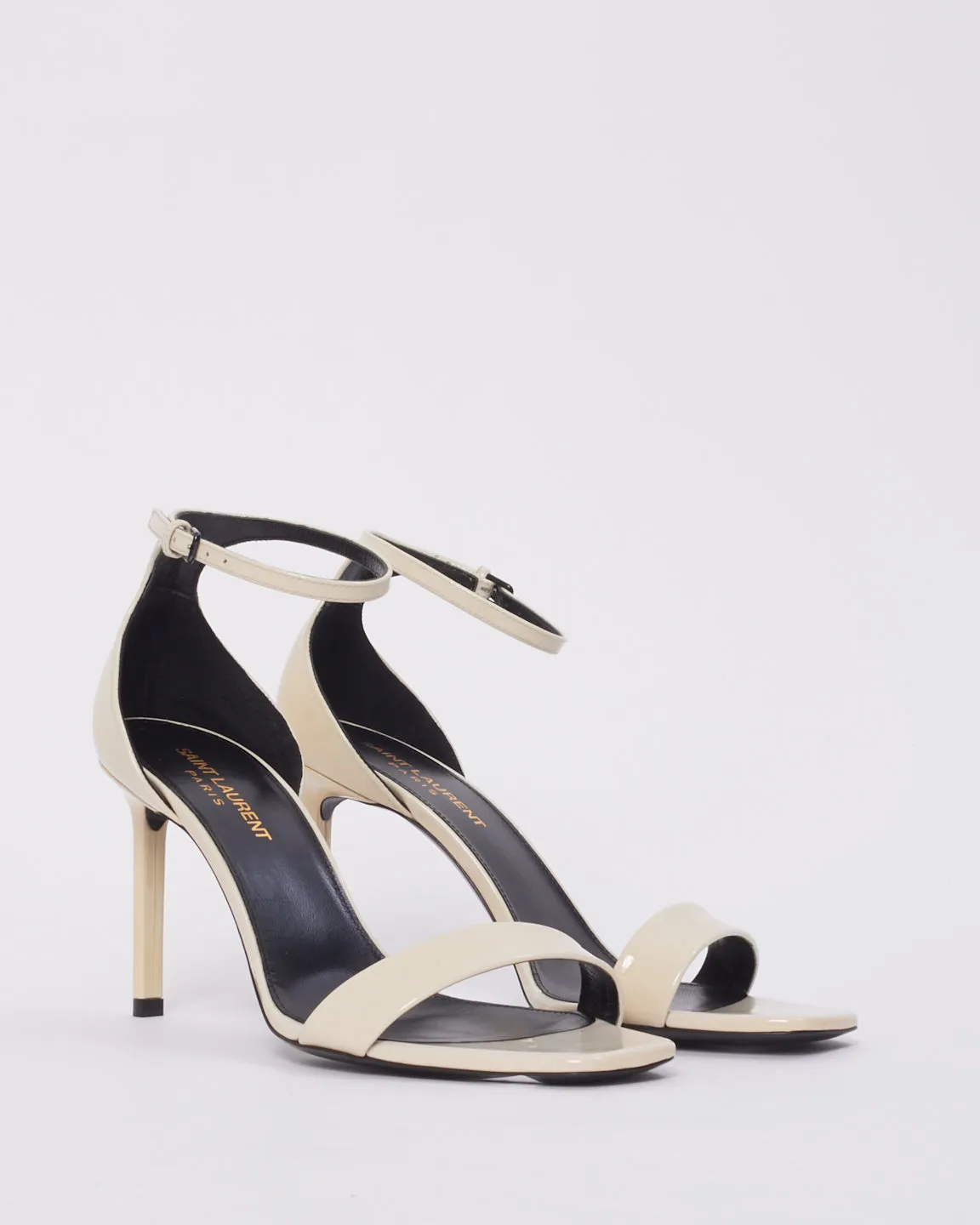 Saint Laurent White Patent Leather Amber Sandals - 38