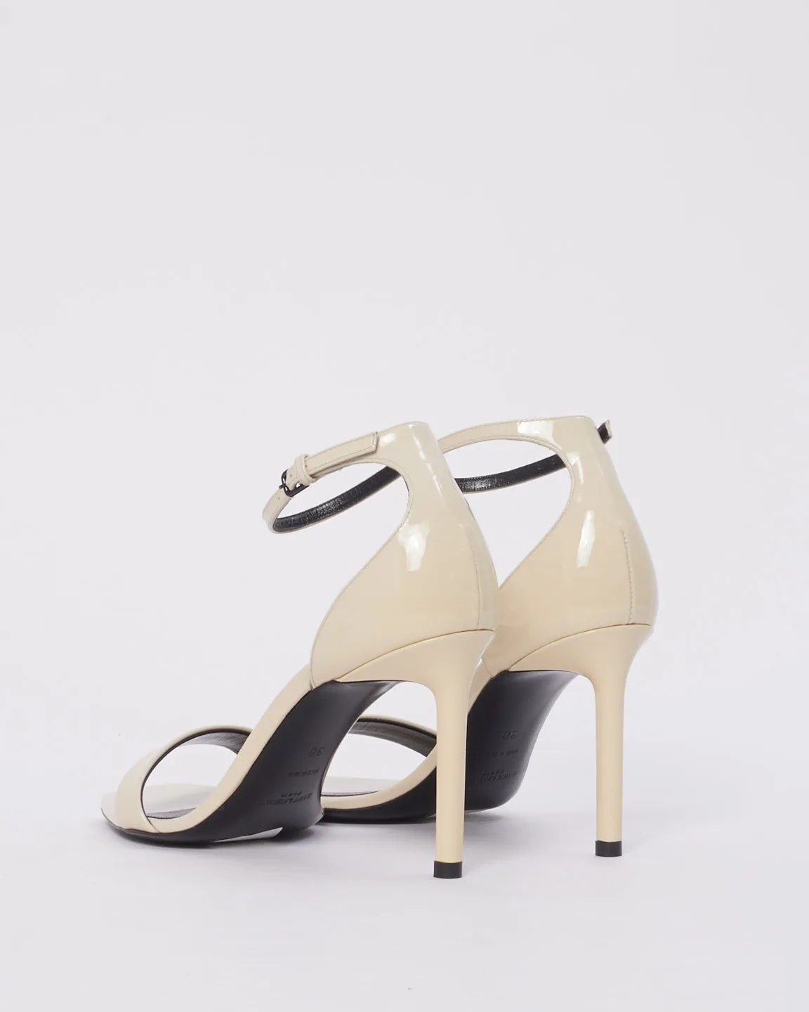 Saint Laurent White Patent Leather Amber Sandals - 38