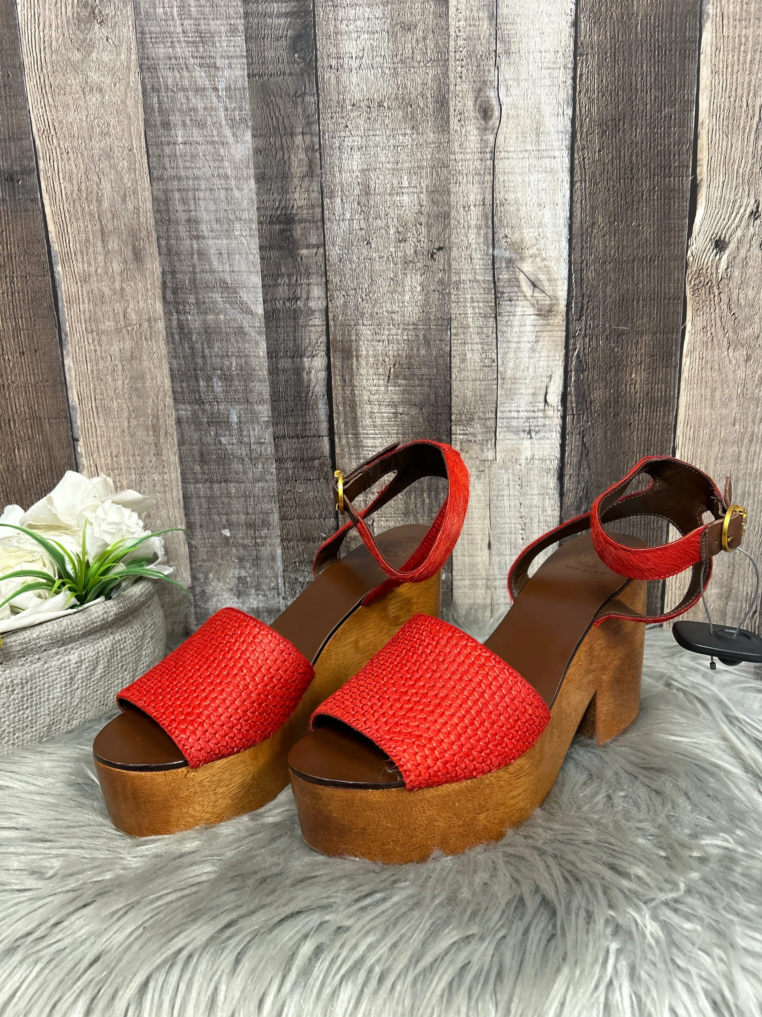 Sandals Designer By Tory Burch In Red, Size: 8.5