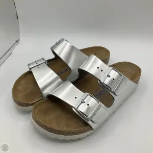Sandals Flats By Birkenstock In Silver, Size: 6.5