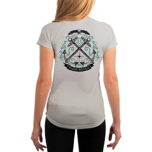 SAND.SALT.SURF.SUN. Sailing Anchor Blue Nassau Women's UPF 50  UV Sun Protection Performance Short Sleeve T-Shirt