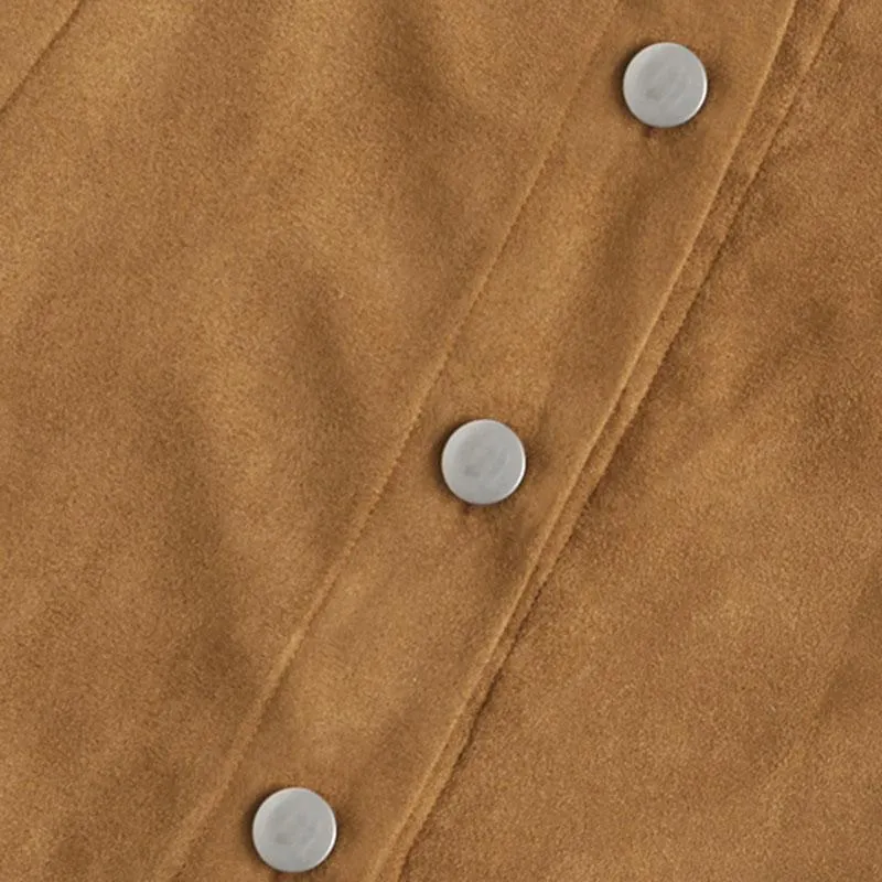 Scallop Hem Suede Skirt