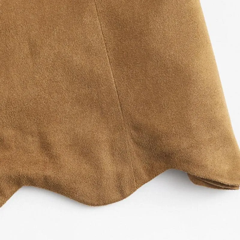 Scallop Hem Suede Skirt