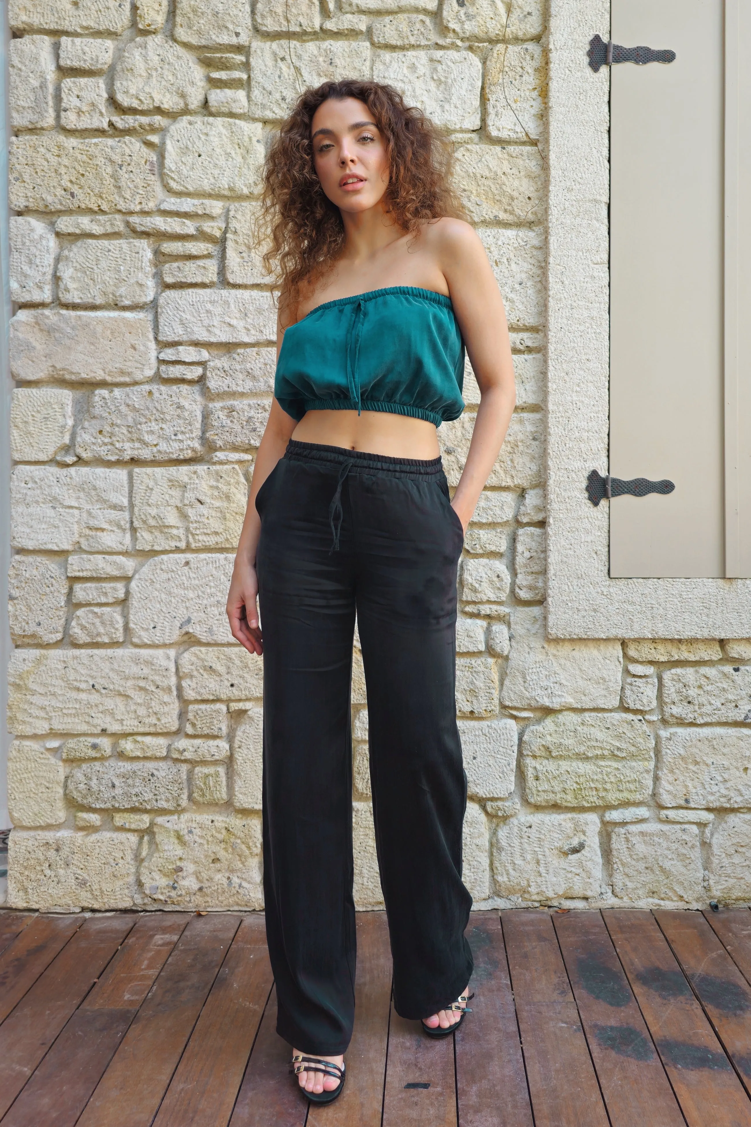 SELENE Vegan Silk Pants in Black for Women