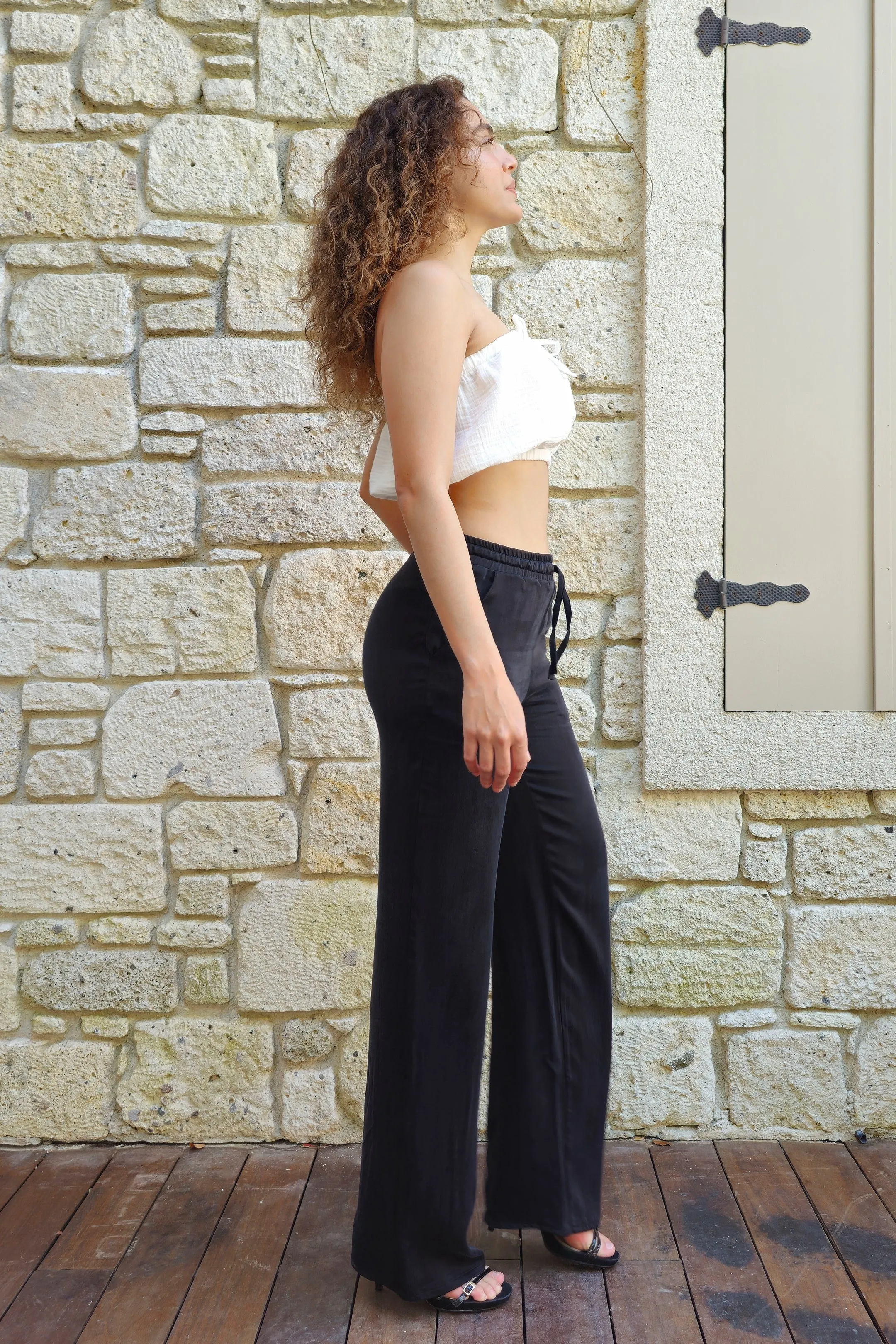 SELENE Vegan Silk Pants in Black for Women