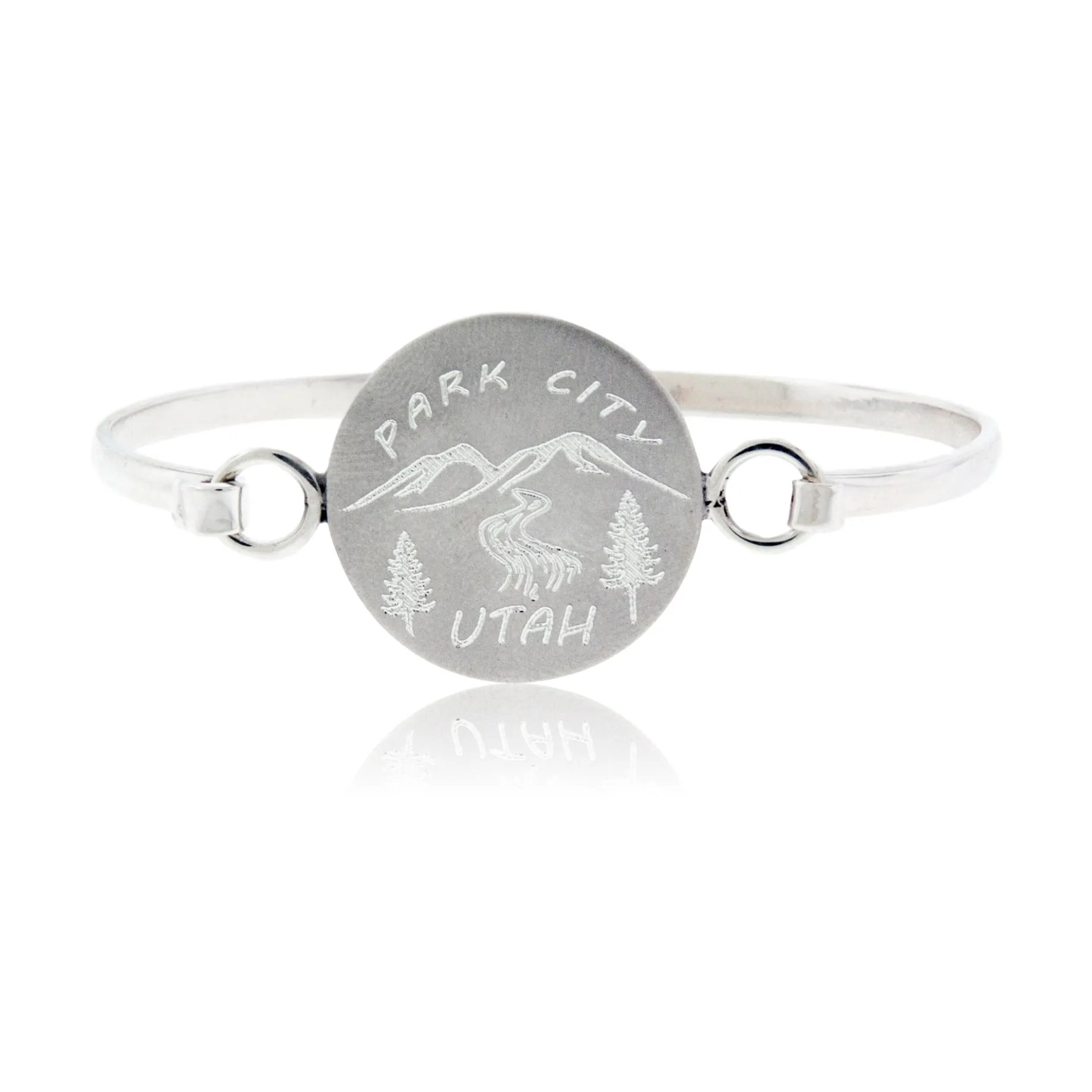 Silver Mountain Engraved Park City Bracelet
