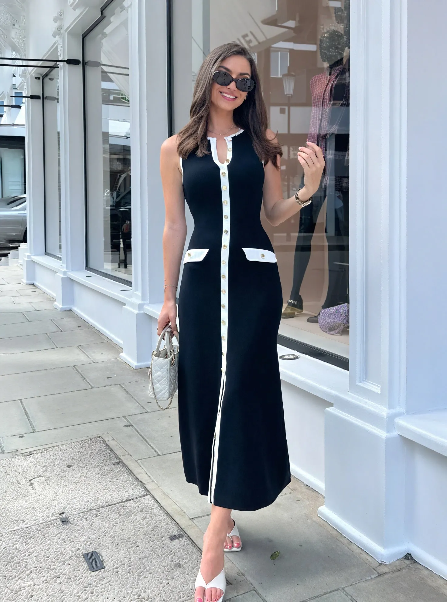 Sleeveless Button-Down Midi Dress