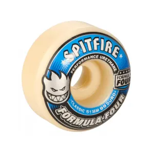 Spitfire - Formula Four Classic 99DU Skateboard Wheels - White - 53mm