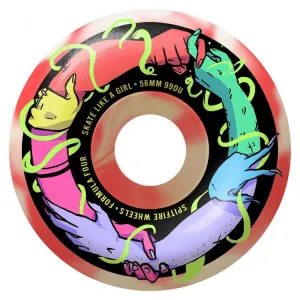 Spitfire Wheels Skate Like A Girl Classic Formula Four Skateboard Wheel White/Pink Swirl 99a 56mm