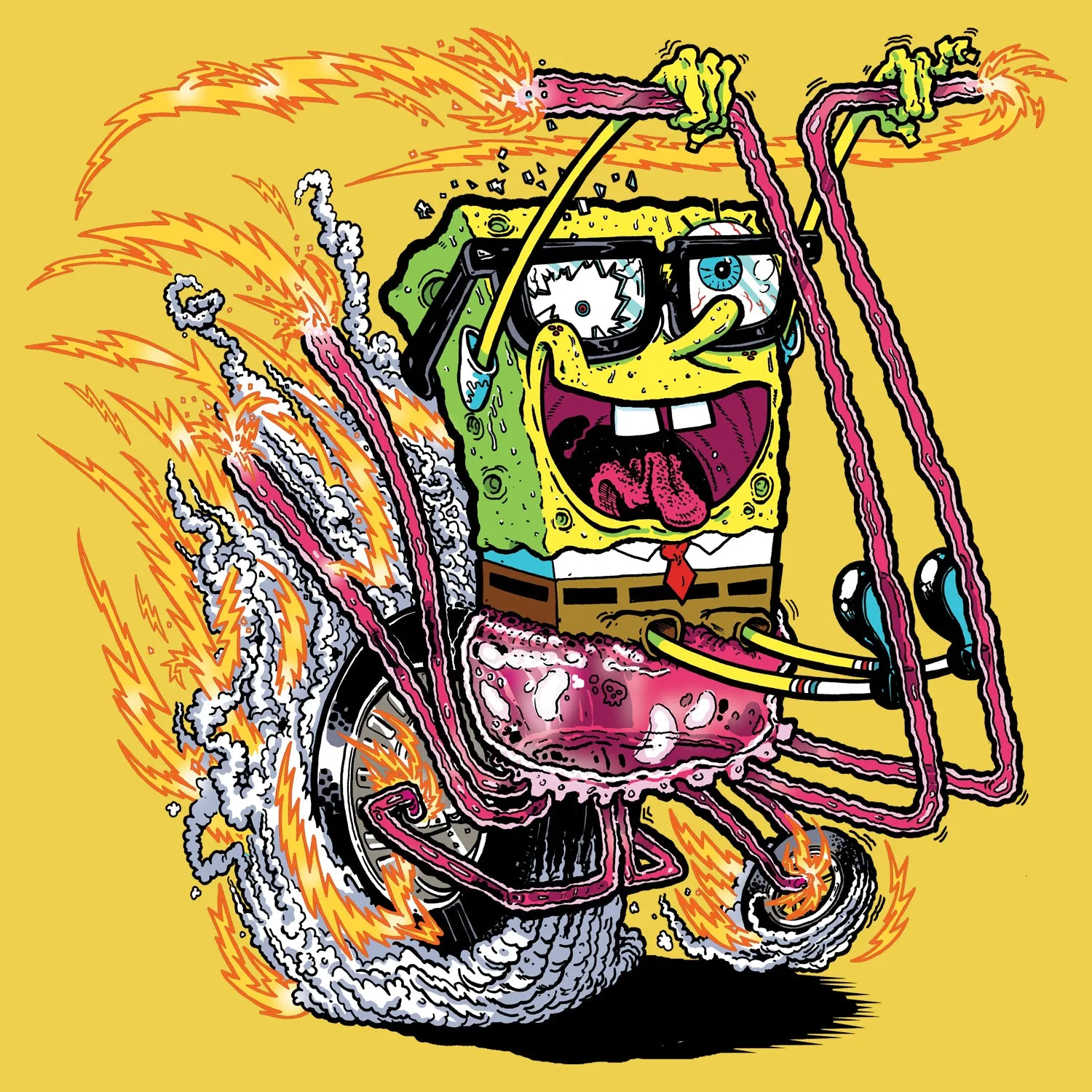 SpongeBob SquarePants Comic Bike Official Kid's T-Shirt (Yellow)
