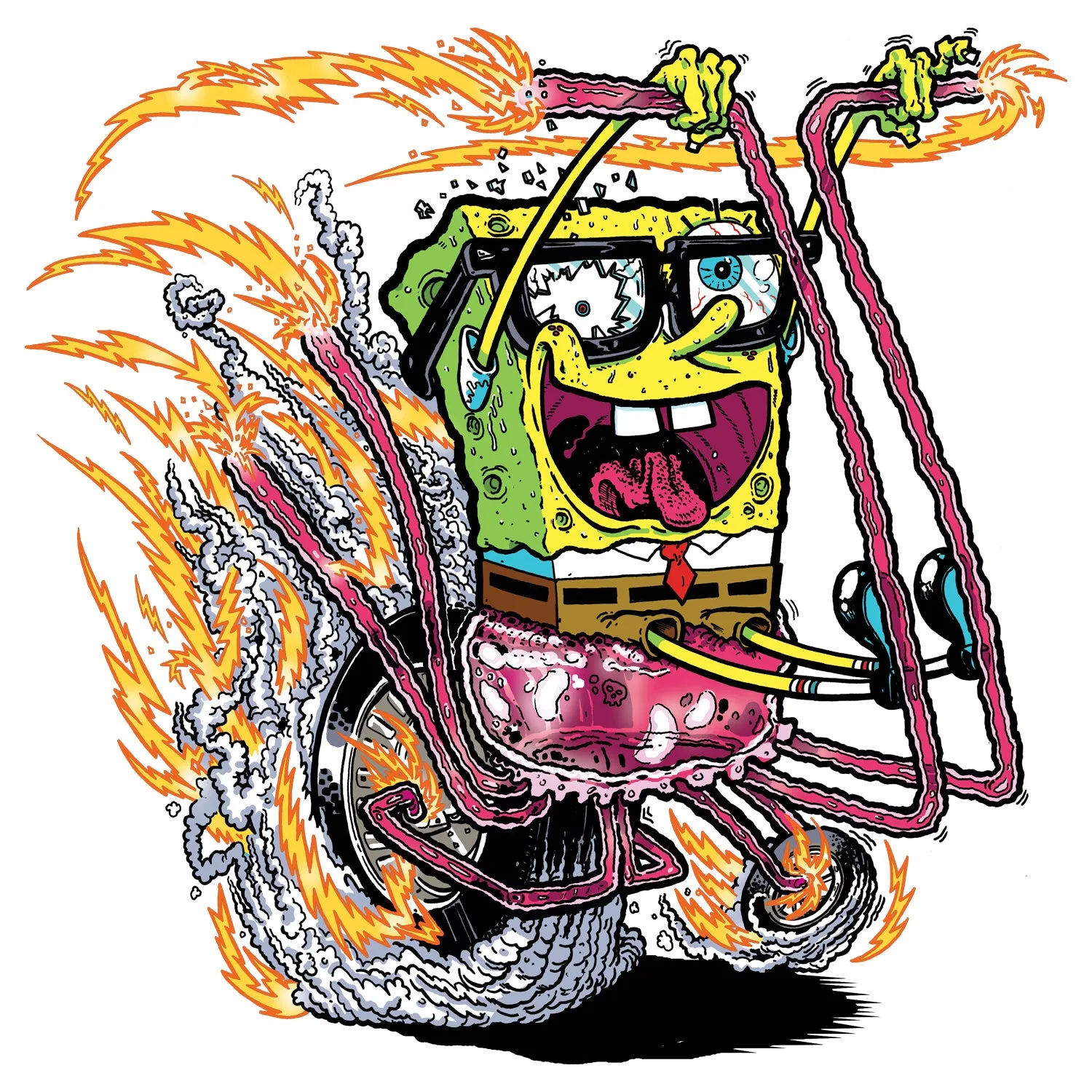 SpongeBob SquarePants Comic Bike Official Men's T-Shirt (White)