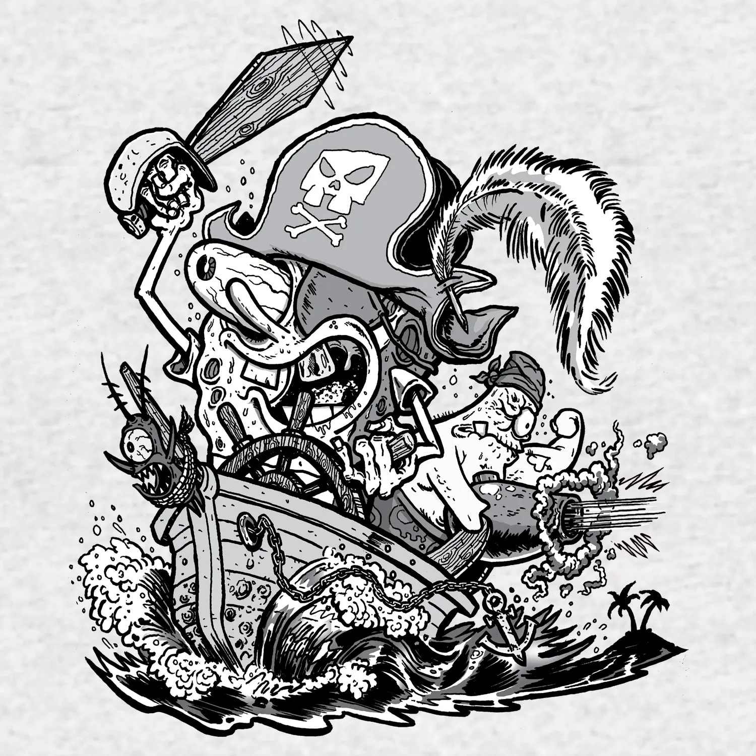 SpongeBob SquarePants Comic Pirate Official Kid's T-Shirt (Heather Grey)