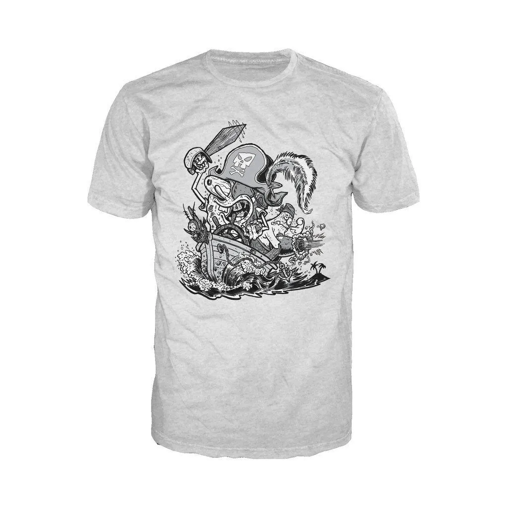 SpongeBob SquarePants Comic Pirate Official Men's T-Shirt (Heather Grey)
